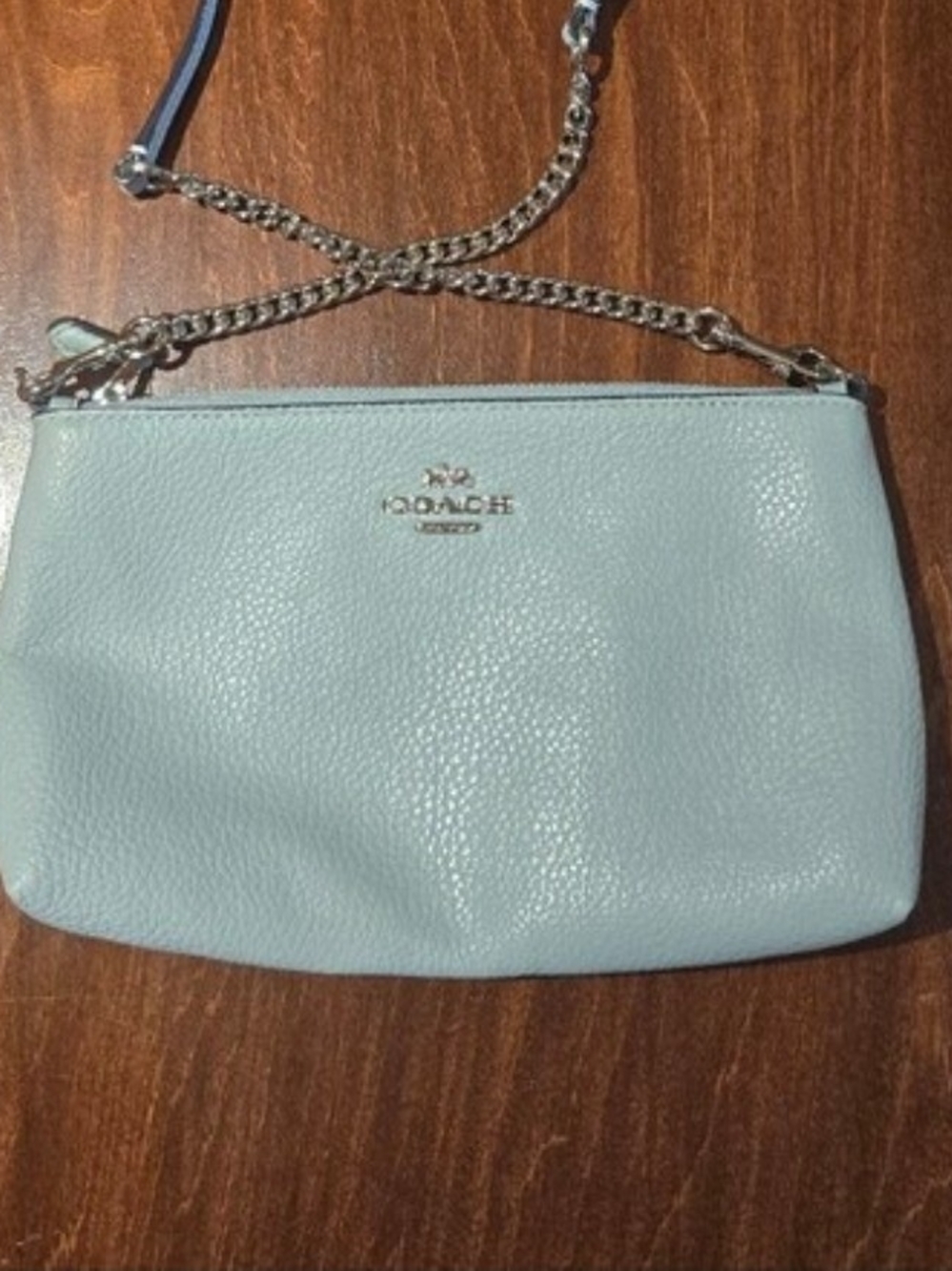 Coach Pebbled Leather Crossbody Bag in Light Blue